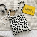 Bolso tote de peluche con estampado de vaca en piel sintética y correa ancha - Estilo de Patrón de Vaca (YQ 202 100)