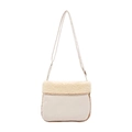 Bolso bandolera vintage beige de felpa con textura de borreguito y correa ajustable crema - Blanco