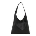 Classic black vintage leather hobo tote bag with a soft texture and large capacity - Black