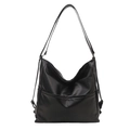 Zaino tote vintage nero classico con design multitasche e finitura lucida - Nero