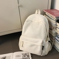 Mochila minimalista de lona blanco crema con bolsillo de cremallera y bolsillos laterales - Blanco