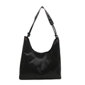 Bolso tote negro brillante minimalista con gran capacidad y correa de hombro anudada - Negro