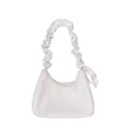 Chic white faux fur shoulder bag with ruched handle and soft plush texture - Off White