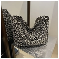 Grote shopper tas met luipaardprint van canvas voor casual dagelijks gebruik - Zwart