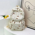 Leuke gebroken witte canvas rugzak met cartoon puppypatronen en strikontwerpen - Dichte Hond Print Stijl (Stijl 1)