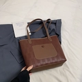 Borsa tote marrone in pelle PU capiente con motivo intrecciato e tasca esterna - Marrone