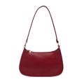Minimalistische bordeauxrote Achseltasche aus glänzendem Kunstleder mit Goldreißverschluss - Rot