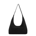 Borsa hobo nera minimalista da donna in tessuto opaco con un elegante design a mezzaluna - Nero