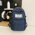 Donkerblauwe minimalistische rugzak met MRMI-logo voor studenten met ruime vakken - Donkerblauw