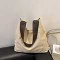 Minimalist beige tote bag with dark brown leather straps for commuting and daily wear - Off White