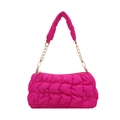 Quilted cloud shoulder bag in magenta with gold chain strap and pleated texture - Rose Pink