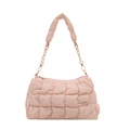 Pink quilted cloud shoulder bag with golden chain strap and soft aesthetic texture - Pink