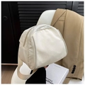 Borsa a tracolla minimalista a mezzaluna in tela bianco crema con tracolla larga - Bianco