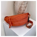 Sac banane orange en nylon avec broderie de lettres et sangle réglable pour homme - Rouge Orangé