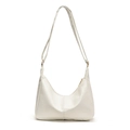 Minimalist creamy white crescent crossbody bag in soft PU leather with gold hardware - White
