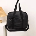 Borsa a tracolla nera per divisa scolastica giapponese JK in finta pelle opaca per scuola - Nero