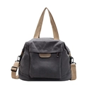 Dark grey corduroy tote bag with beige handles and adjustable crossbody strap - Gray