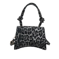 Bolso de leopardo con base curvada y asa anudada en gris y negro para mujer - Negro