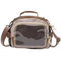 Beige and brown casual crossbody bag with clear mesh pocket and adjustable nylon strap - With Insert Board / Khaki