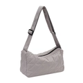 Moderne grijze gewatteerde shopper met driehoekig patroon en brede schouderband - Grijs
