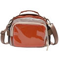 Cute JK style crossbody bag with orange and beige contrast and transparent front window - With Insert Board / Orange