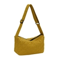 Quilted yellow shoulder tote bag with triangular stitching and adjustable strap - Yellow