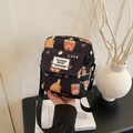 Borsa quadrata nera con stampe di cartoni animati e tracolla regolabile casual - Nero