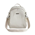 Minimalist cream white waterproof nylon backpack with a metallic logo for women - Off White