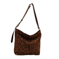 Borsa hobo retrò con stampa leopardata da donna e tracolla in pelle regolabile - Caffè senza Ciondolo