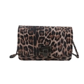 Klassische Umhängetasche mit Leopardenmuster, Metalldrehverschluss und Kettenriemen - Leopard Braun