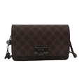 Vintage bruine crossbody tas met geometrische klaverprint en metalen kettingriem - Bruin