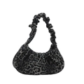 Borsa a mezzaluna leopardata con manico a pieghe alla moda e design chic hobo - Nero