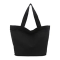 Borsa tote minimalista in tela nera di grande capacità con spalline larghe - Nero