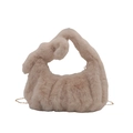 Chic milk tea plush handbag featuring a soft faux fur design and elegant metal chain strap - Khaki