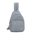 Sac de poitrine polyvalent en nylon bleu clair texturé avec trois poches zippées et sangle - Bleu