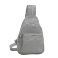 Sac à bandoulière polyvalent en nylon gris avec plusieurs poches au style décontracté - Argenté