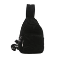 Sac bandoulière polyvalent en nylon noir avec sangle réglable et plusieurs poches zippées - Noir