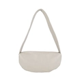 Borsa a tracolla a mezzaluna minimalista in ecopelle color crema con tracolla larga - Bianco
