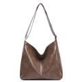 Grand sac cabas mode marron foncé avec coutures en V et bandoulière réglable - Marron