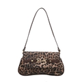 Vintage-Schultertasche mit Leopardenmuster, goldener Gebissschnalle und braunem Leder - Leopard Kaffee
