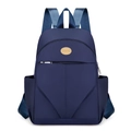 Waterproof dark blue nylon backpack with large capacity for students and travel use - Blue