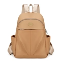 Water-resistant khaki nylon backpack for students featuring a large capacity main pocket - Khaki