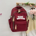 Zaino bordeaux minimalista in nylon con scomparti multipli per scuola e pendolari - Rosso