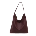 Bolso tote hobo retro minimalista en color burdeos de cuero sintético con asa ancha - Rojo