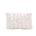 Minimalist white pleated dumpling clutch bag with elegant glossy silk texture for women - White