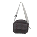 Grey canvas shell bag with red heart pattern and adjustable white shoulder strap - Grey Heart