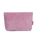 Elegant pink corduroy envelope handbag with a fashion label for women in autumn 2025 - Pink