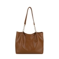 Braune Shopper-Tasche aus weichem Leder mit schicker Goldkette für den Alltag - Braun