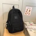 Mochila de nailon plisado negro minimalista para estudiantes y viajes con textura fina - Negro