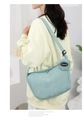 Detailed texture of light green corduroy crossbody bag with a round fashion coin purse - Light Green